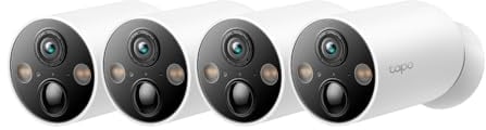 Tapo C425 2.5K 4MP Caméra de Surveillance WiFi Extérieure sans Fil Batterie 10 000mAh Lot de 4, Autonomie de 300j, AI Détection, Vision Nocturne en Couleur, IP66 Etanche, Aucune hub requis