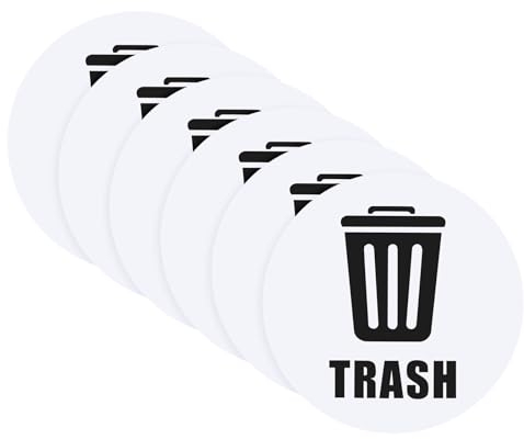 PATIKIL Trash Can Stickers Signs, 12 Pack 5 Inch Recycle Trash Sticker Bin Labels Self-Adhesive Waterproof Garbage Sign Decals for Home Office Kitchen, Black on White