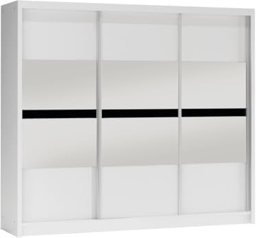 Generic Kleiderschrank TUMI, 250 cm Tür, Garderobenschrank, Schlafzimmermöbel, Schlafzimmer (Gehäuse: Weiß, Vorderseite: Weiß, Graphitspiegel, schwarzes Glas.), 2D2SZ