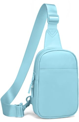 Viverte Kleine Schultertasche für Damen und Herren, Zwei-Wege-Reißverschluss, Umhängetasche, Bauchtasche, leichte Brusttasche für den Außenbereich, Icing Blue, Sling-Rucksäcke