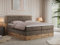 MKS MEBLE King Boxspringbett 200x200 Mit Bettkasten Eiche, Polsterbett Mit Matratze H4, Kopfteil, Holzrahmen in Wotan Eiche - Braun Velvet - Amore King