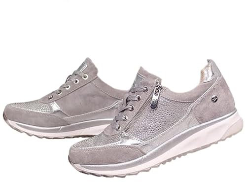 Sneakers Ortopediche con Cerniera Sneakers Casual con Supporto dell'Arco Plantare, da Donna, comode Scarpe da Tennis, Grigio, 38 EU