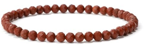 Landorilo Naturstein Perlen Heilstein Armband aus 4mm Facettiertes Steinperlen, Yoga Armbänder für Damen Herren,Glücksarmband, Exquisite Geschenke, Ersatzperlen Inklusive(F Jaspis Rot)