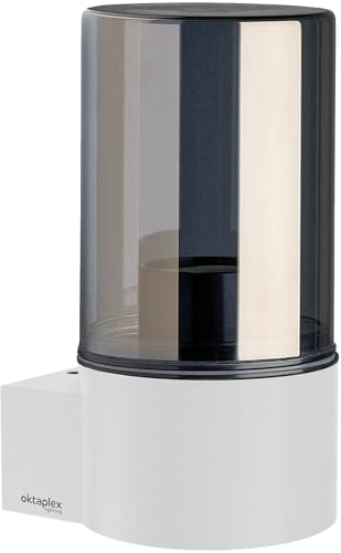 Oktaplex Puno Aluminium Außenlampe Wand IP44 Outdoor Lampe 230V Weiß | E27 Fassung, Rauchglas Außenwandleuchte