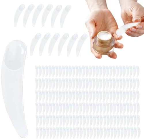 AUEFUDQ Spatola cosmetica 200 pezzi maschera spatole make up curvo spatola plastica spatola cosmetica riutilizzabile mini make-up cucchiaio cosmetico per maschera gel detergente