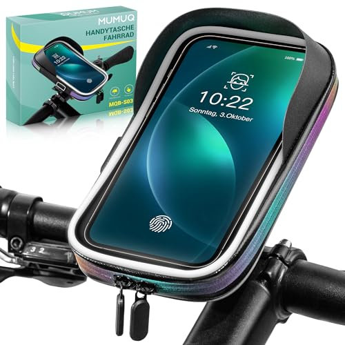 MUMUQ Handyhalterung Fahrrad IPX5 Wasserdicht Handytasche Fahrrad mit HD TPU Touchscreen für Smartphone 4,7-7 Zoll, Fahrradtasche Rahmen und Regenschutz Lenkertasche Zubehör Ebike, MTB, Rennrad