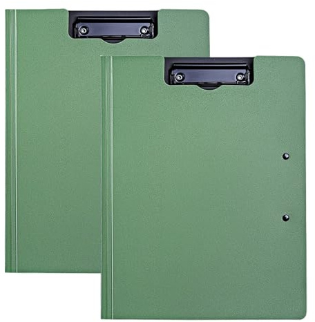 2 Stück Klemmbrett A4 mit Doppelclip, Schreibmappe Klemmbrettmappe für A4-Dokumente, Foldover Klemmbretter für Büro, Schule, Industrie, Dokumenten Organizer (Grün)