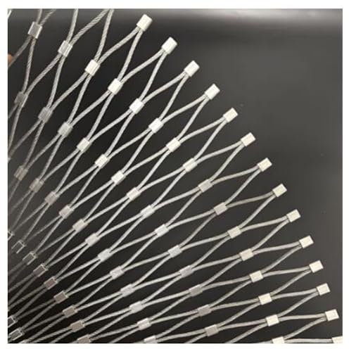 GZHERVICES Flexibles Edelstahl-Seilgeflecht, Schlagfestes Metallgeflecht, Kabelbalustraden-Kabelgeflecht, Tierkäfignetz, Höhenschutznetz(Silver-2.5mm,1x3m)