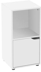 Mesita de Noche 1 Puerta, Estantería de Madera, Librería con Puertas y Compartimentos Abiertos, Mueble almacenaje, Color Blanco de 60x30x29 cm para Estudio, Dormitorio, Salón, Oficina y Biblioteca