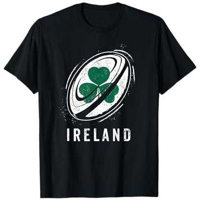 Rugbyball auf Irisches Kleeblatt für Stolze Irland-Rugby-Fan T-Shirt