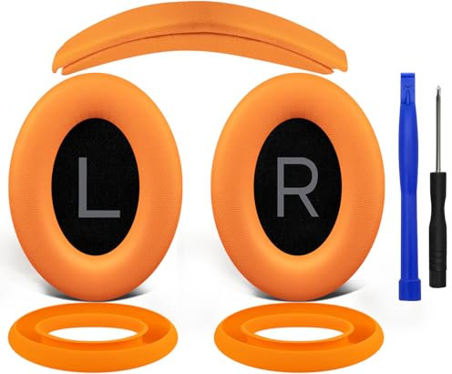 SOULWIT Kit de Reemplazo con Almohadillas, Diadema y Protector de Silicona para Bose QuietComfort 45 (QC45)/QuietComfort SE (QC SE)/New Quiet Comfort Auriculares Inalámbricos - Naranja