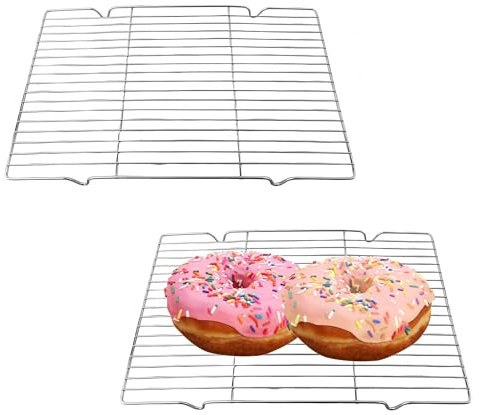 2 Pcs Wire Cooling Rack, 30 X 20 cm Baking Cooling Rack, Grill Oven Rack, Cooling Rack Grid, Wire Rack Baking Tray, Small Rectangle Oven Rack for Cooking, Roasting, Drying, Grilling