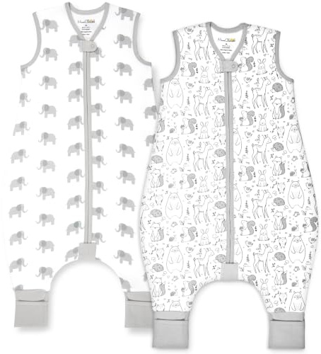 Organic Cotton Toddler Sleeping Bag with Legs 2.5 TOG Sleep Sack 2-Pack | Soft Winter-Weight, GOTS & OEKO-TEX Certified Organic Cotton Layers with Premium Polyester Fill, 4-5 Y by Mama Cheetah
