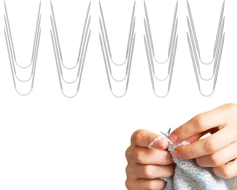 Galenecx 15 stycken rundstickor, rundstickor i rostfritt stål 23 cm, 2 mm/2,5 mm/3 mm/3,5 mm/4 mm, sticknålar strumpor, sticknålsset i rostfritt stål, för strumpor, handskar, ärmar, mössor