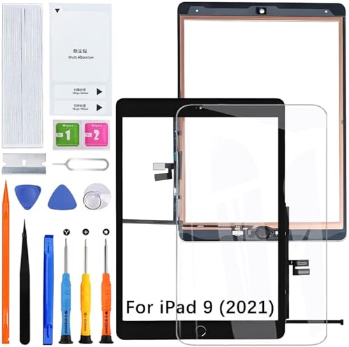 HLYGZX Ecran Tactile pour iPad 9 10.2 2021 A2603 Noir avec Bouton d'accueil | Aucun LCD,avec kit de réparation,remplacement d'écran,pour Modèle:A2604