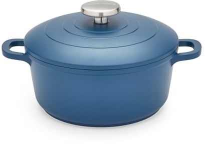 Morphy Richards Cast Aluminium Casserole, 20cm/2.3L, Non Stick Coating, Lightweight Design, Oven Safe, Self-Basting, Suitable for all Hobs, Blue, 851001