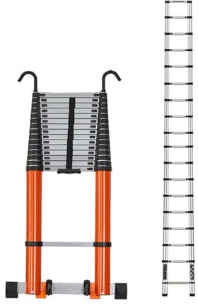 Attrezzi da arrampicata telescopica soffitta, estensibile, lunga 5 metri, con 2 ganci staccabili, attrezzi da arrampicata soffitta portatile pieghevole(7.6 meters)