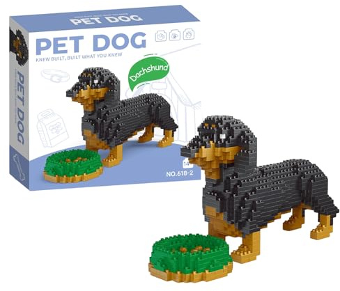 VELAJA Mikro Dackel Hund 3D Puzzle Bausteine Set, DIY Dachshund Tiere Figuren zum Zusammenbauen, 898 Teile Kreatives Bauspielzeug für Erwachsene und Jugendliche