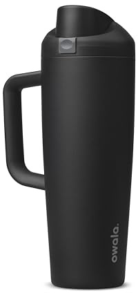 Owala FreeSip Tumbler Stainless Steel Water Bottle 30 oz Very, Very Dark | Triple-Layer Insulation | Leak-Proof Lid with Push-Button | Double Threaded Lid for Left and Right Handed Drinking