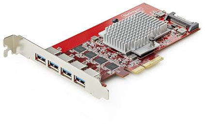 StarTech 4-Port USB-A 10Gbps PCIe Karte, USB 3.2 (P10Q4A-USB-CARD) | Erweiterungskarte, PCI Express 3.0, Unabhängige Controller, SATA Strom, USB Karte