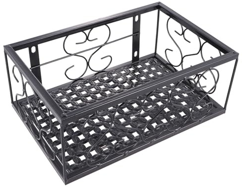 DOITOOL Mensola Porta Vasi da Fiori in Ferro Battuto Nero 30x20x12 Cm, Supporto da Parete da Appendere al Balcone, Scaffale Portaoggetti per Giardinaggio Esterno, Portafiori Resistente