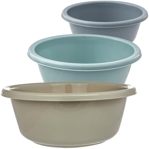 2Friends 3er Waschschüssel Set 4L - Runde Schüsseln Ø28cm - Schüssel Set Rund, Spülmaschinenfest, BPA-frei - Made in EU - Türkis/Beige/Blau - Vielseitig für Küche & Camping