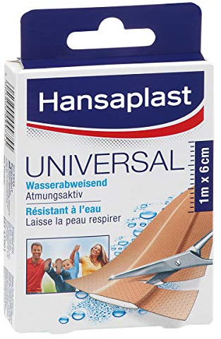 Hansaplast Universal Pflaster 1 m x 6 cm, schmutz- und wasserabweisende Wundpflaster, individuell zuschneidbare Wundpflaster mit starker Klebkraft