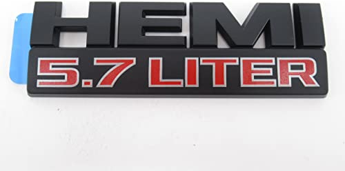 New Oem Dodge Ram Mopar Front Fender Emblem/nameplate Flat Black And Red Hemi And In Red 5.7 LITER68247898AA