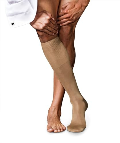 FALKE Herren Kniestrümpfe No. 9 M KH Pure Fil d´Écosse Baumwolle lang einfarbig 1 Paar, Beige (Brownie Melange 4170), 45-46