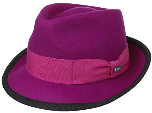 LIPODO The Classic Cappello Trilby Feltro di Lana unicolore Fascia Decorativa Made in Italy Unisex Estate Inverno Fuchsia XL (60-61 cm)