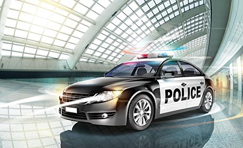 Forwall Fototapete Vlies - Tapete Moderne Wanddeko Rasendes Polizeiauto VEXL (208cm. x 146cm.) AMF1975VEXL Wandtapete Design Tapete Wohnzimmer Schlafzimmer