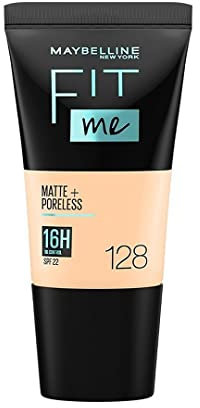 2 x Maybelline Fit Me Matte & Poreless 16 Hour Foundation Tube 18ml – 128 Warm Nude