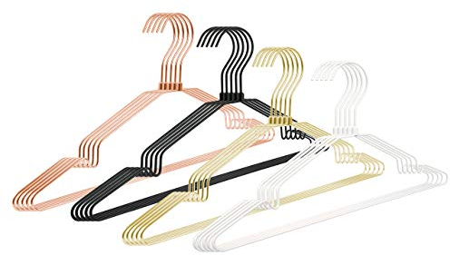 Natural Goods Berlin 10x Gard Kleiderbügel, Multifunktionsbügel mit Hosenstange, 360 Grad drehbar, Metall (Roségold, 10er Set)