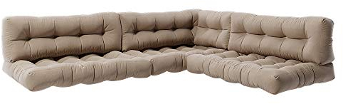 Vicco Palettenkissen Set Flocken, Outdoor Kissen, Sand, 7 Teile