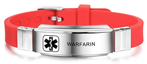 MOWOM Medical SOS Notfall Armband Personalisiertes Gravur Silikon Edelstahl Namensarmband Männer Damen Jungen Mädchen - Bündel mit Notfallkarte, Kartenhülle (Rot DNR(Do Not Resuscitate))
