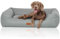 Knuffelwuff Hundebett Emma aus Velours mit feinem Handwebcharakter in Pastellfarben XXL 120 x 85cm Petrol - Abnehmbarer Bezug - leicht zu reinigen - für große, mittelgroße und kleine Hunde