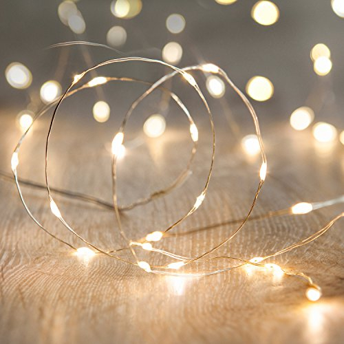 Lights4fun 100er Micro LED USB Lichterkette warmweiß silberner Draht Innen 10m