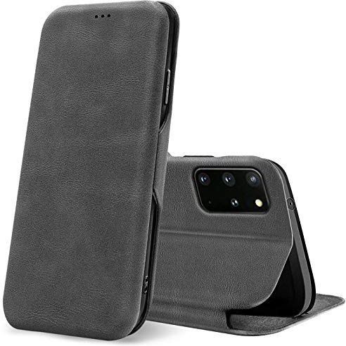 CoolGadget Klapphülle für Samsung Galaxy S20 Plus mit Kartenfach Grau | Business Flip Case mit Standfunktion, Magnetverschluss, strukturierte Oberfläche, schlank und leicht