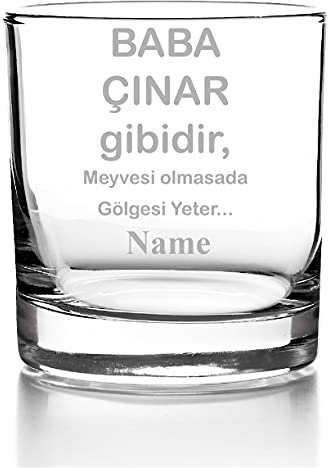 Whiskyglas mit Gravur, Personalisiert mit Namen Geschenk für Männer Whiskeyglas Papa Vatertag Babalar günü hediyesi V2