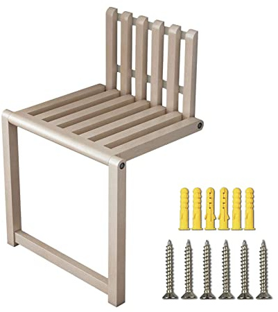 An Der Wand Montierter Klappschuhhocker, Hocker Aus Massivem Holz Zur Wandmontage, Schuhwechselhocker Klappstuhl, Multifunktionaler Duschstuhl Badesitz Wandklappstuhl Stabil Einfache Installation