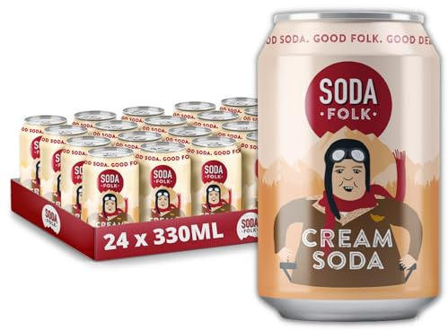 Soda Folk Cream Soda, American Style Fizzy Drinks, Real Maple Syrup, Sweet Refreshing Soft Drink, The Prime Drink, Nostalgic Flavours, Gluten Free & Vegan (24 x 330ml Cans)