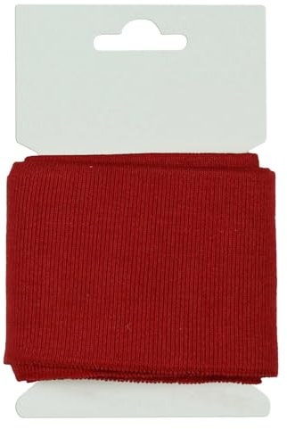 Cuff Bündchen Öko-Tex 135x7cm Strickbündchen Baumwolle in 50 Farben erhältlich, Farbe:009 - dunkelrot