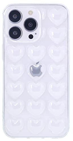 DMaos iPhone 14/iPhone 13 Case for Women, 3D Pop Bubble Heart Kawaii Gel Cover, Cute Girly 6.1 inch - Clear