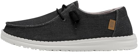 HEYDUDE Wendy Chambray Damen - Slip on Flache Schuhe - Mokassin Stil, Off Black, 40