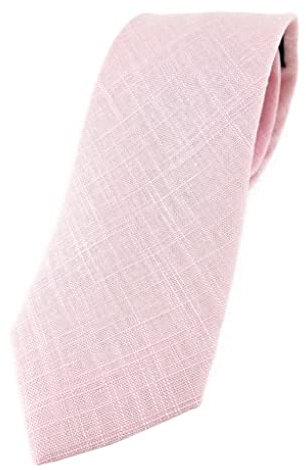 TigerTie Cravate design unie - 100 % lin - Largeur de la cravate : 7,5 cm, Rose, Taille Unique