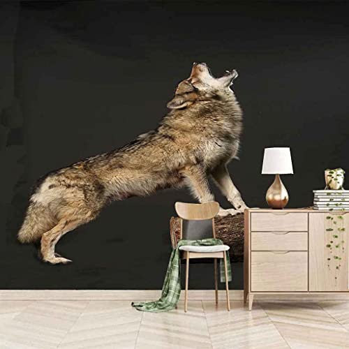 Papier Peint 3D Mural Loup Animal Papier Peint Photo Motif Papier Peint Autocollants Maison Chambre Mur Affiche Décoration Pour Salon Bureau Chambre Salle À Manger Mur Art 140(L) x70(H) cm