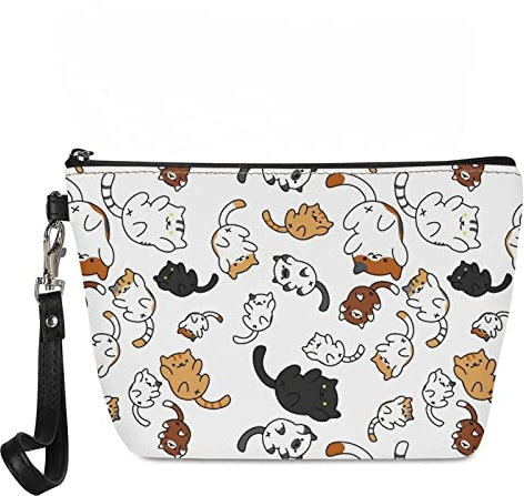 Kuiaobaty Trousse de maquillage pour femme - Grande capacité - Trousse de toilette pour fille, Chats mignons, Organiseur de sac