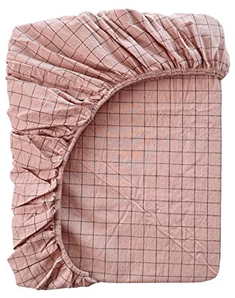 Bettlaken mit Gummizug Kariert Spannbettlaken Boxspringbett Spannbetttuch for Mädchen Jungen Teenager Erwachsene 100% Gewaschene Baumwolle (Color : W, Size : 90x200+20cm)