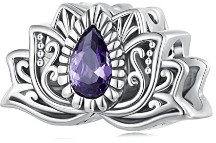 ciondoli di loto viola in argento sterling per braccialetto Pandora