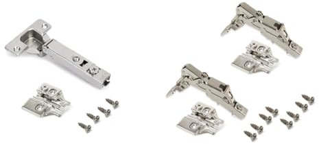 Emuca - 20 charnières à boîtier X92 + 2 charnières droites X91, fermeture en douceur et complément, Acier nickelé
